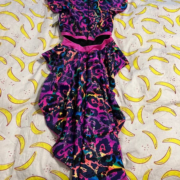 Coquetry Rainbow Leopard V Neck Tuxedo Back Romper Medium NWT $138 CUSTOM piece - Picture 3 of 4